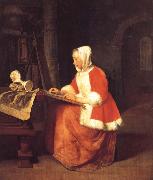 A Young Woman Seated Drawing, Gabriel Metsu